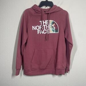 The North Face Womens Medium Pullover Hoodie Pink Cotton Blend Long Sleeves